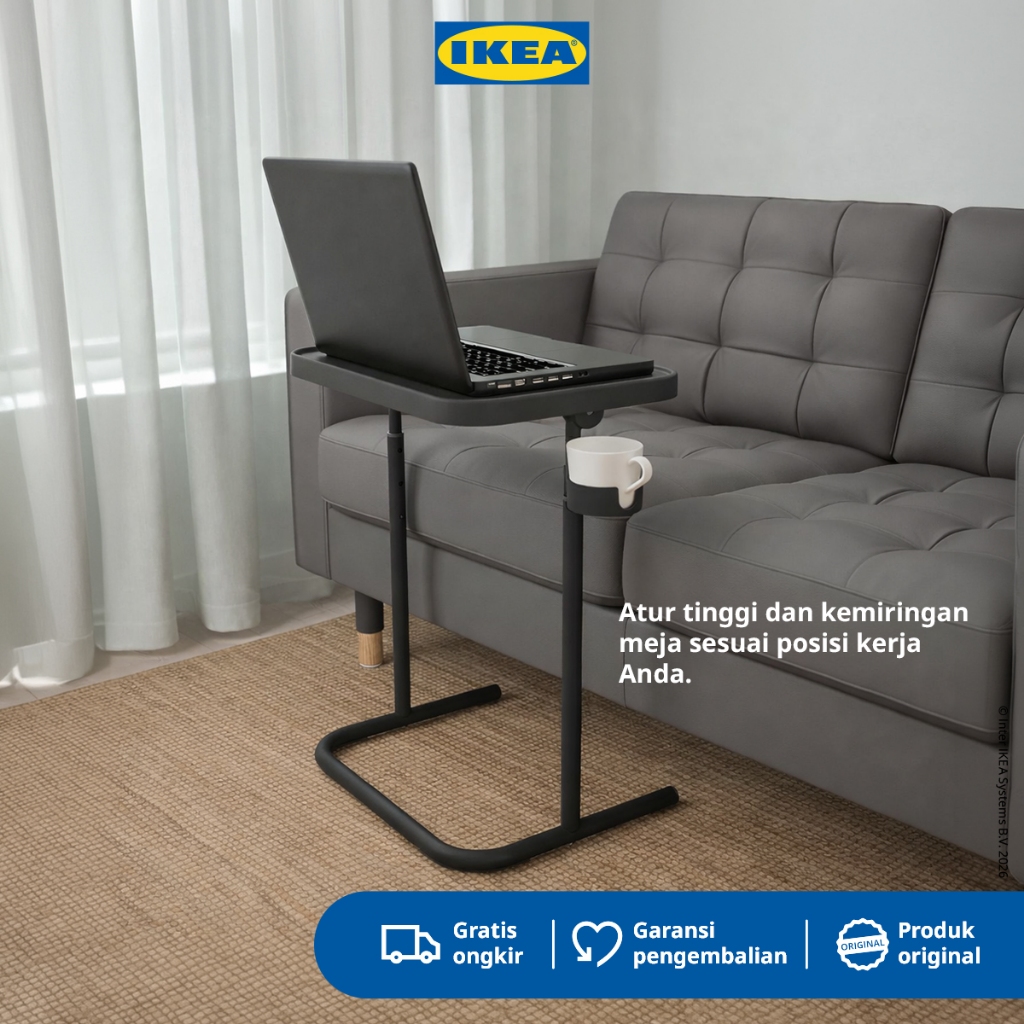 IKEA BJORKASEN Meja Stand Laptop Fleksibel Hitam Minimalis