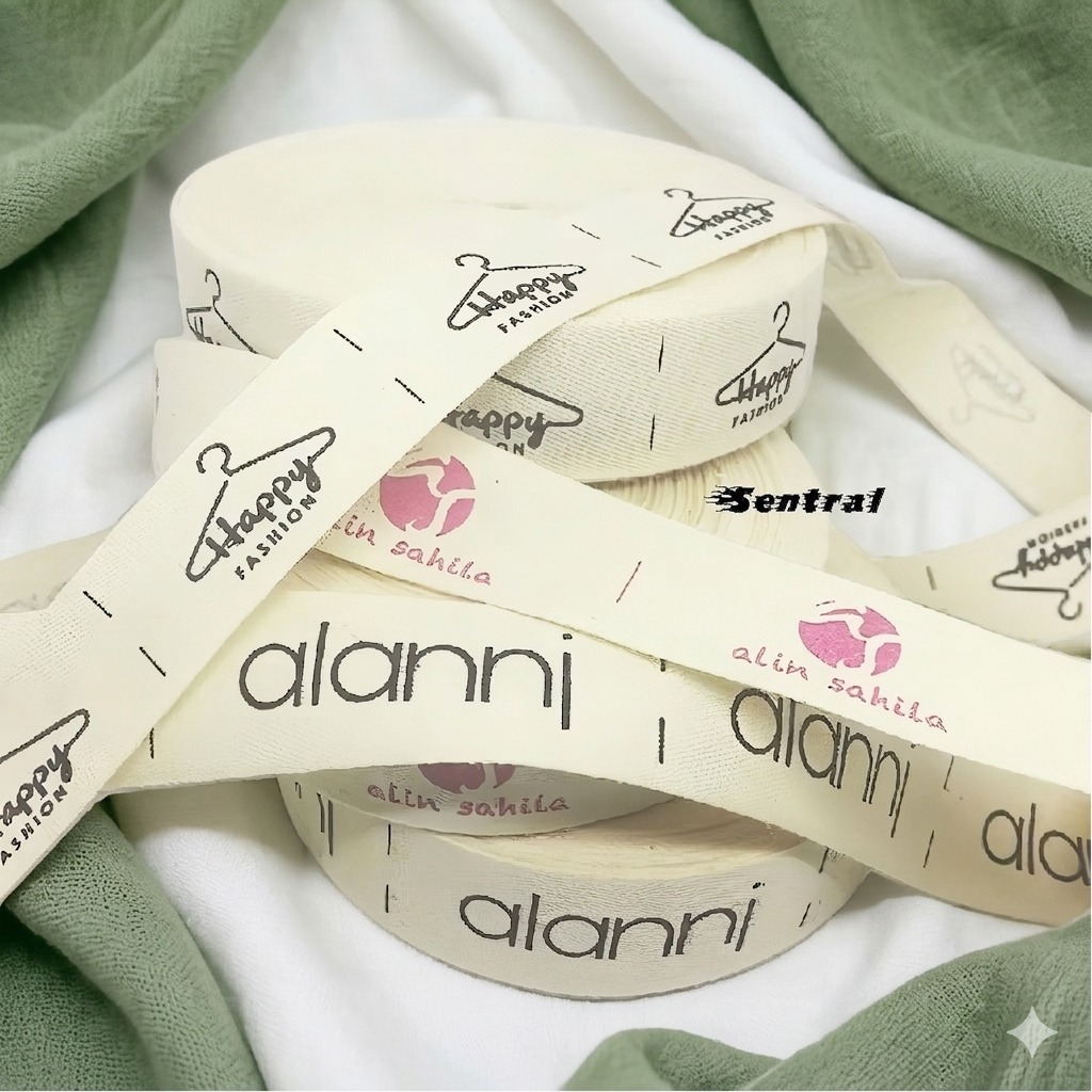 900 pcs Label Baju Katun Premium - Tahan Luntur, Desain Custom, Sablon Satu Sisi
