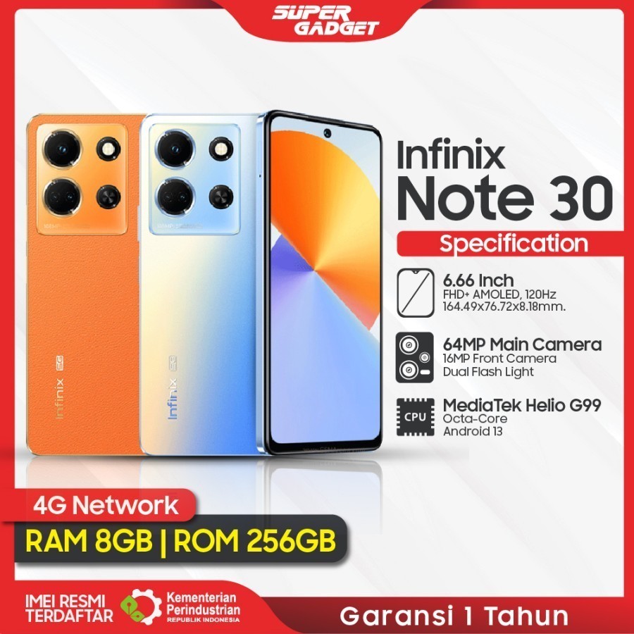 PROMO...( INFINIX NOTE 30 8/256gb FULLSET ) - Orange, 8/256gb - Orange, 8/256 - Hitam, 8/256