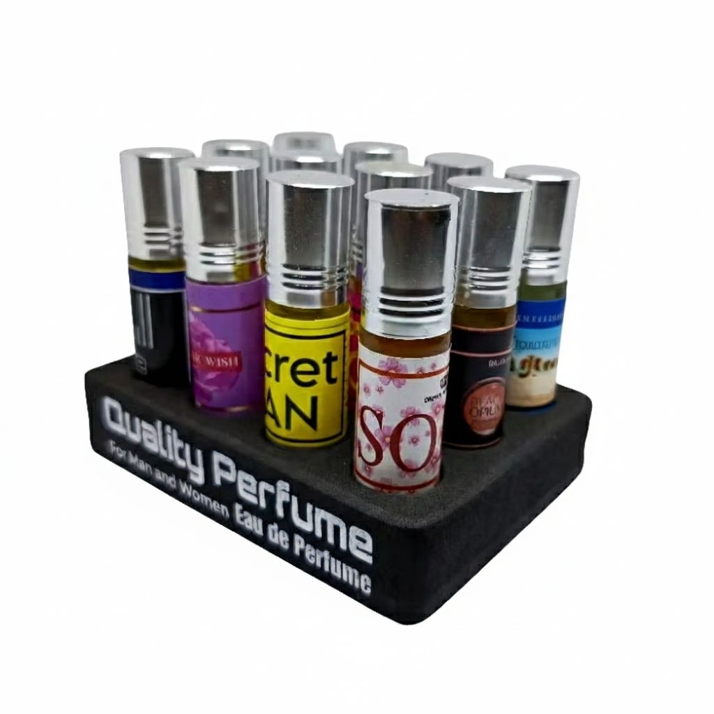 Rak Display Parfum Botol Roll on 3-8ml 12 Lubang