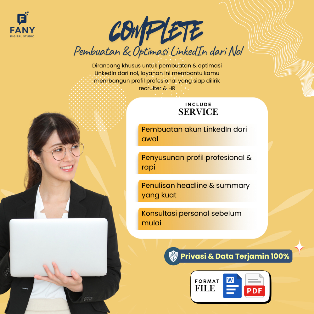 Jasa Optimasi LinkedIn + Banner + Koneksi/Follower | Personal Branding & Growth LinkedIn | Fany Digi