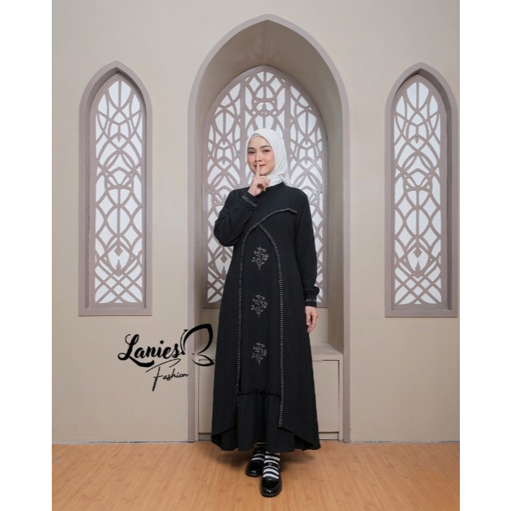 Gamis Abaya Muslim Perempuan Terbaru Bahan Crinkle Sutra Premium Layla Dress Abaya Wanita