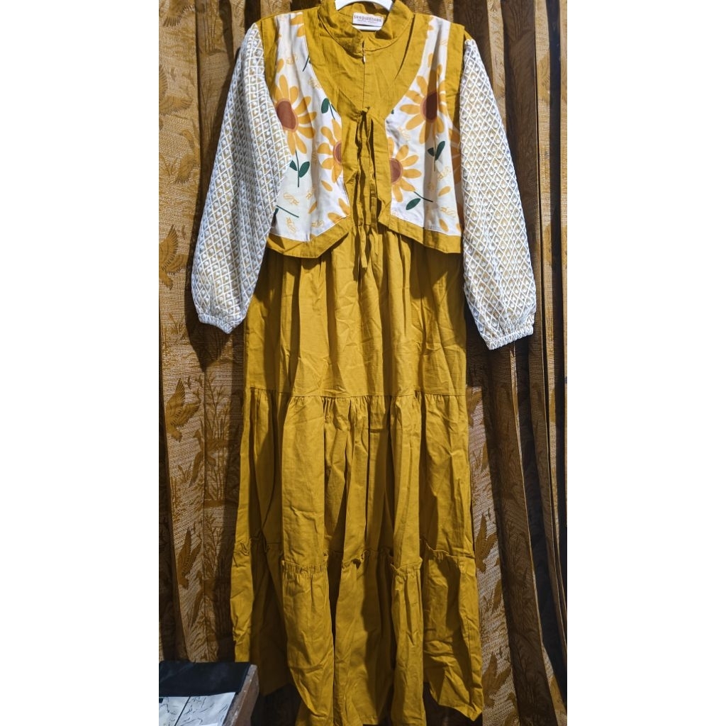 Gamis katun mix brukat butik vidya