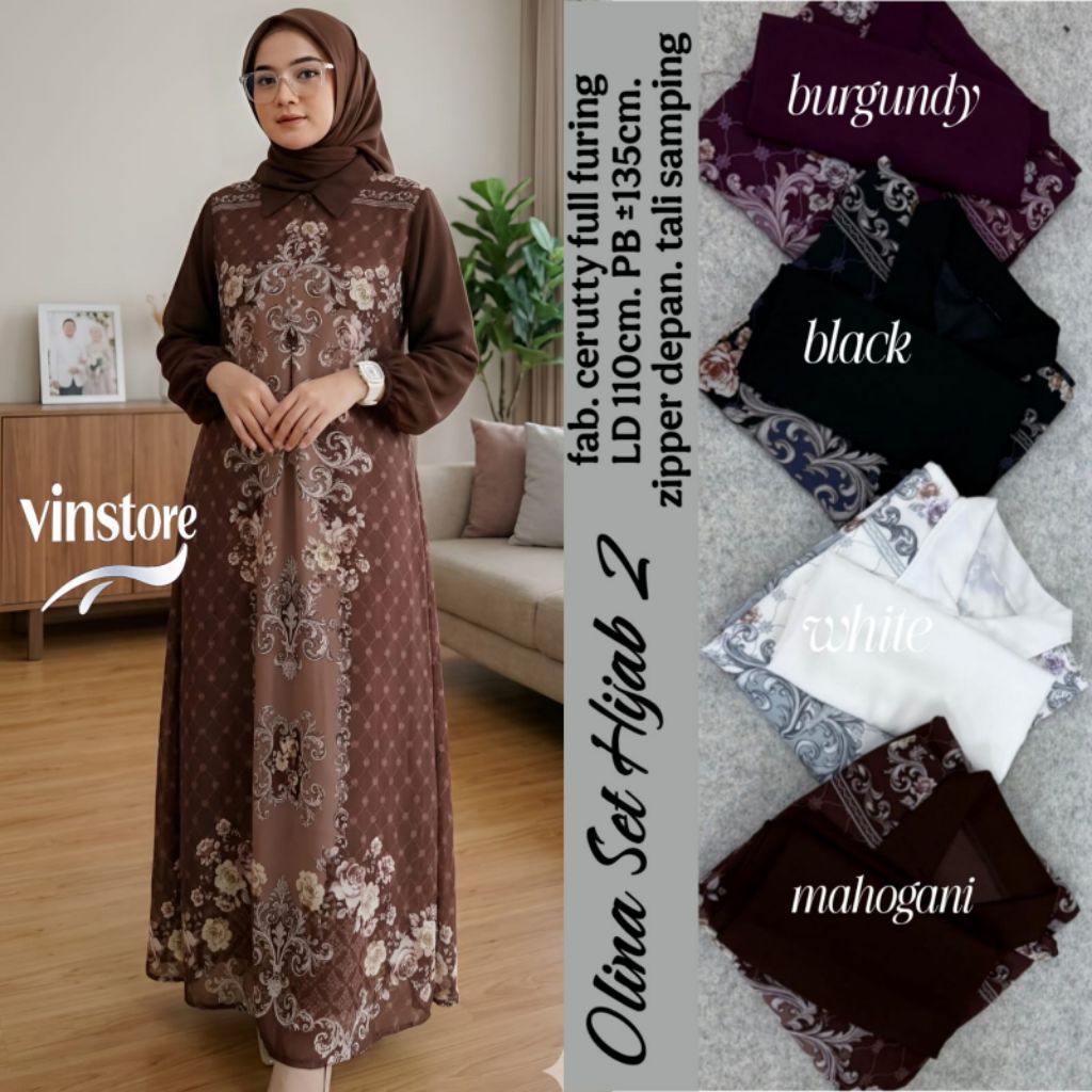 OLINA EMMA HILMA JASMINE DRESS SET JILBAB BY VINSTORE ATHAYA / SHEVA BELVA NADIRA LATIFA ATHALIA FAU