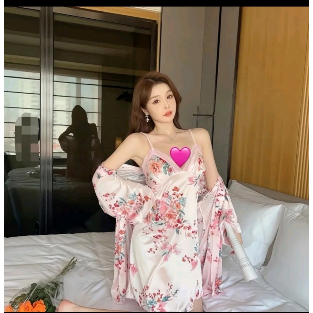 Baju Tidur Wanita Seksi Sexy Hot Dewasa Kimono Lingering 2in1 Set Babydoll Sexy Hot Premium