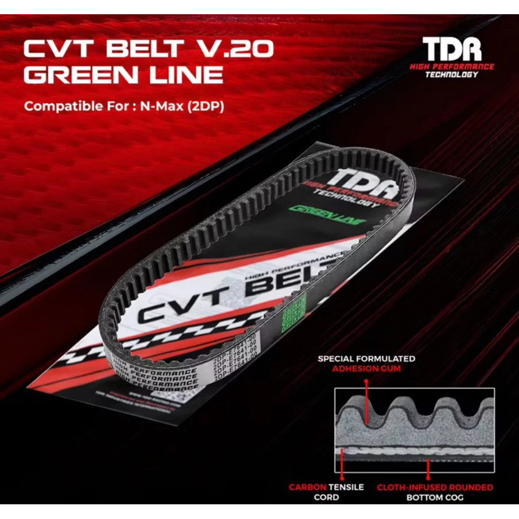 V Belt TDR CVT Belt V.20 Green Line NMAX 155 Old 2DP (2015-2018) | Vanbelt Racing Anti Slip Tahan Pa