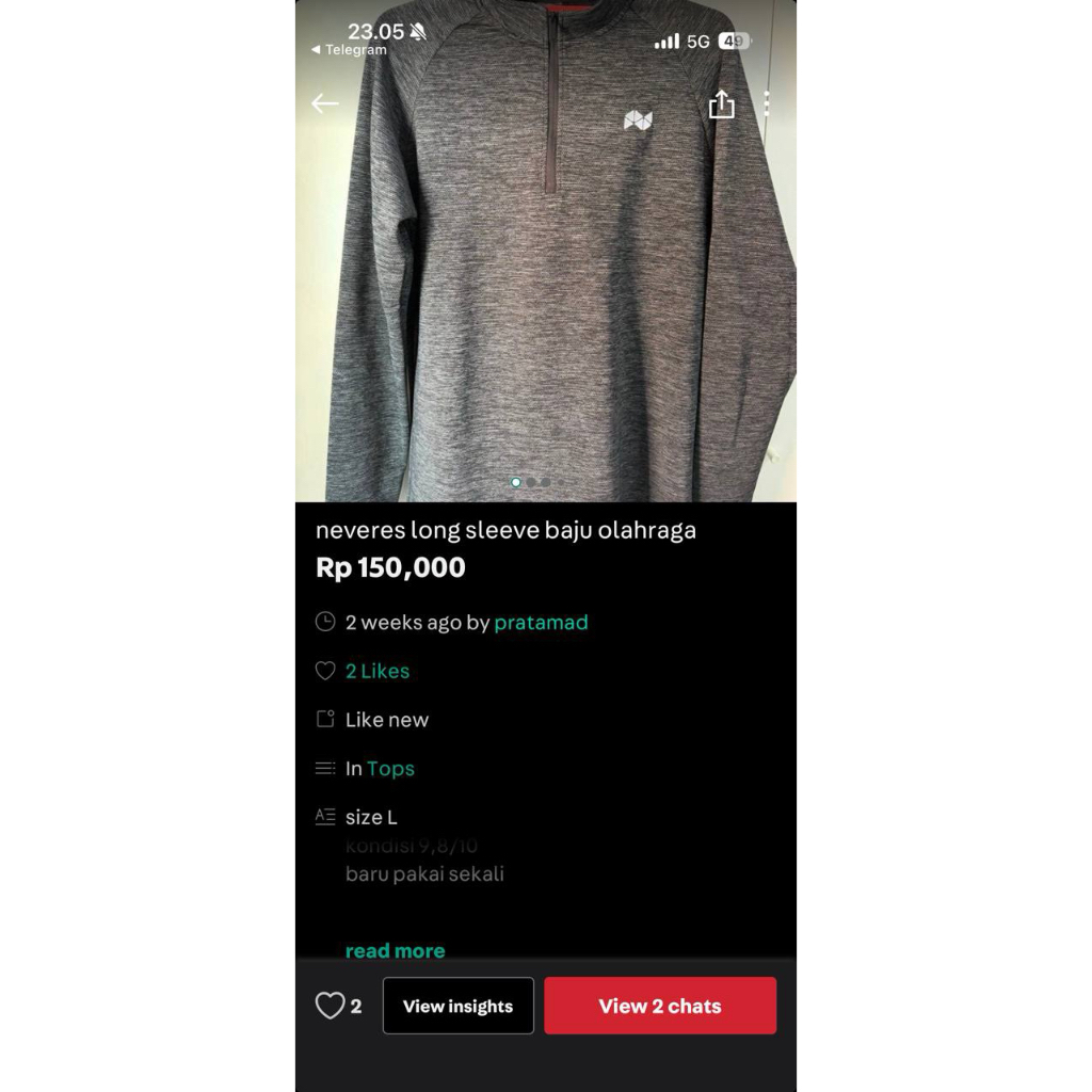 neveres long sleeve baju olahraga