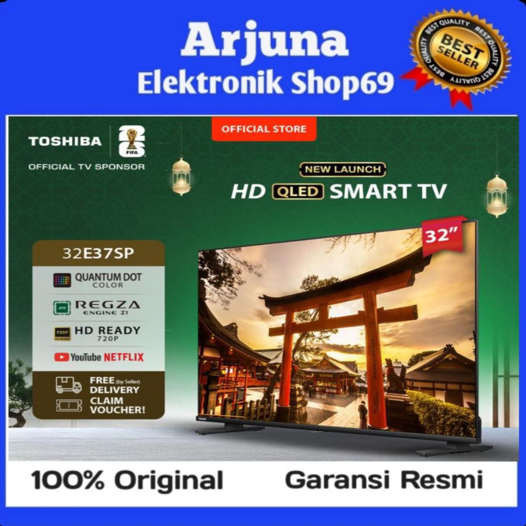 Toshiba 32E37SP QLED TV 32 Inch Digital DVB-T2  Smart TV VIDAA  Dolby Audio Voice Remot Bluetooth