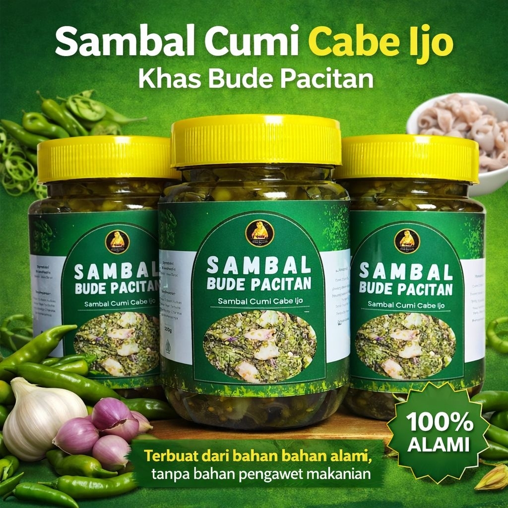 Sambal Cumi Cabe Ijo 180gr Khas Bude Pacitan | Sambal Siap Saji Pedas Gurih