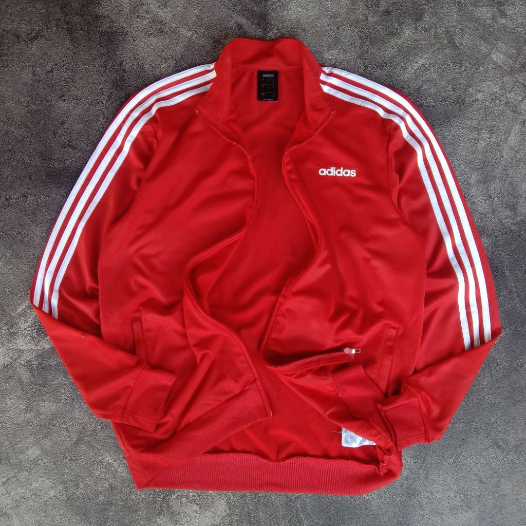 Tracktop Jaket Adidas Three stripe Simple logo original, jacket Casual adidas Red Classic original, 