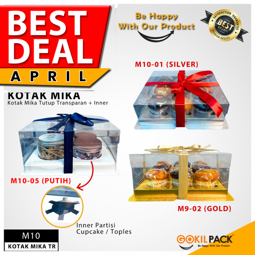 Box Mika / Kotak Kue Mika / Box Cupcake + Tatakan / Packaging Mika / 25x25 / M10