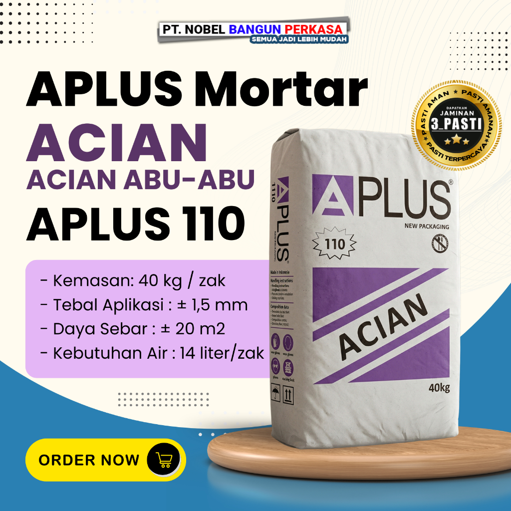 SEMEN MORTAR APLUS ACIAN DINDING HALUS & MULUS 40KG - ACIAN TERBAIK