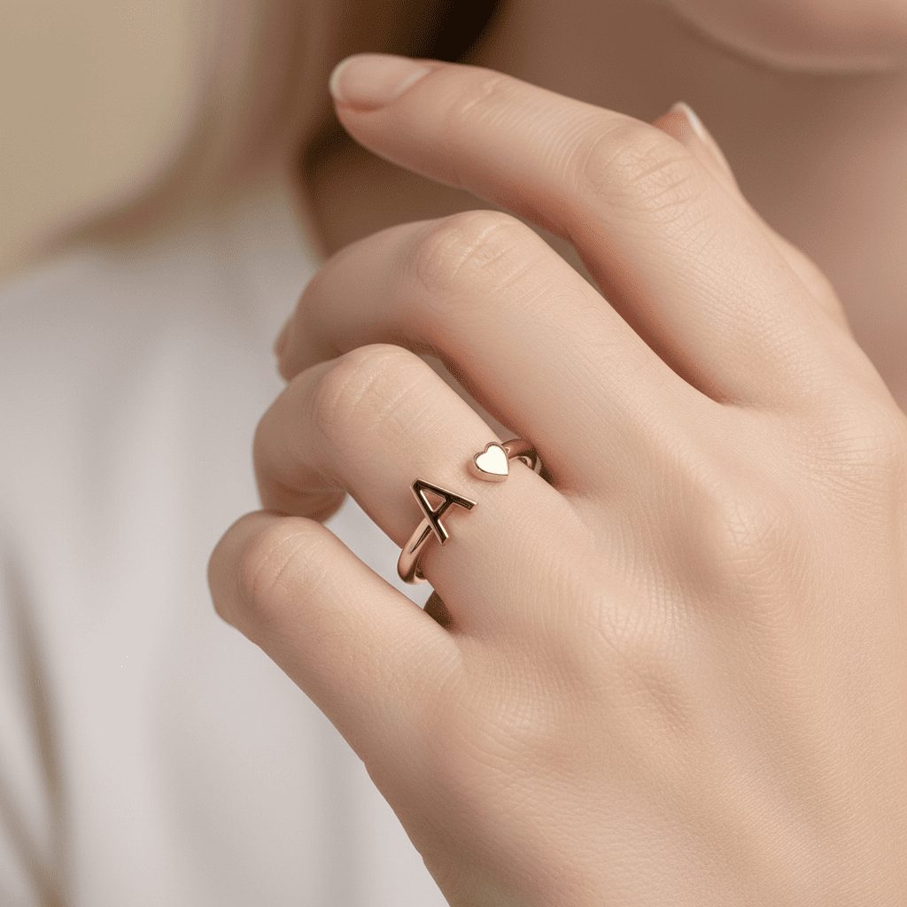 Cincin love Inisial Huruf Custom Gold Rose Gold Silver – Suasa Asli, Lapis Emas– JND Jewelley