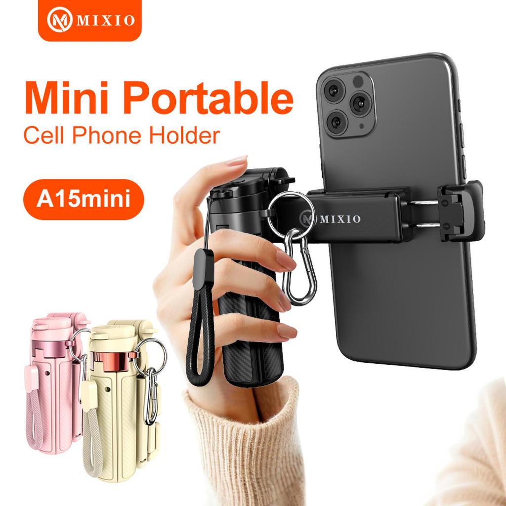 MIXIO A15 Mini Premium Pocket Grip Tripod Mini Selfie Stick Remote Control Tripod 3 In 1 Tongsis Tri