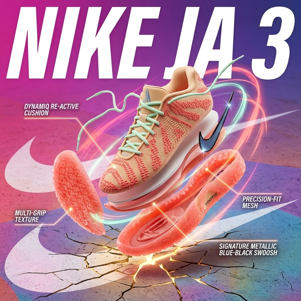 NK JA3 Morant Sepatu Orange-Yellow Low Top Basketball Shoes Men's  Ja 3 Max Volume Performa Lightwei