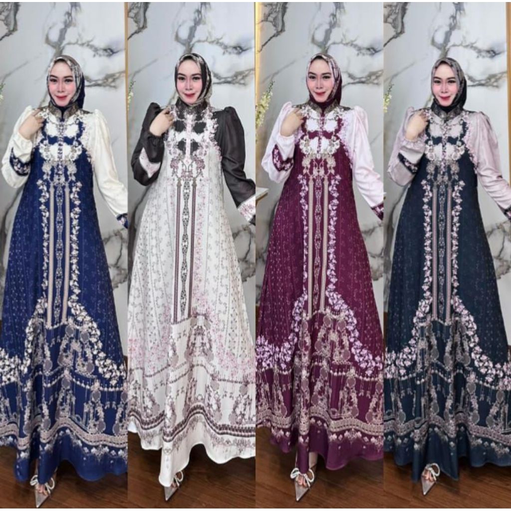 NEW GAMIS AURELIA SET HIJAP SAMIRA  PREMIUM TERMUARAH BERKUALITAS /MODREN /GAMIS 4 SERI WARNA FUL BO