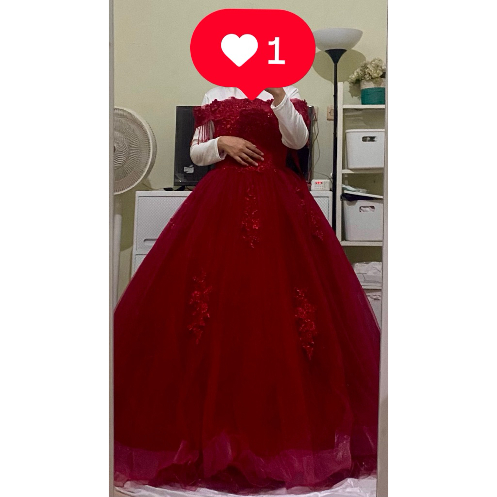 Sabrina Wedding Gown Maroon