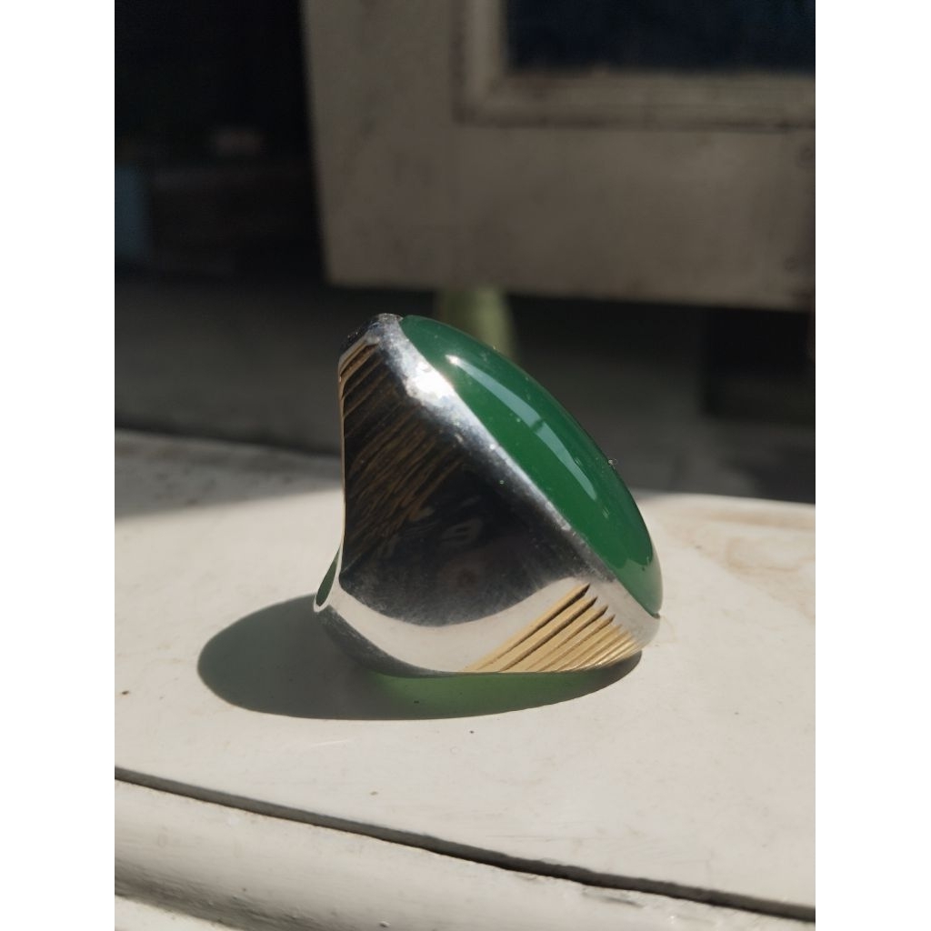 Cincin Batu Akik Hijau Kristopas Pandan