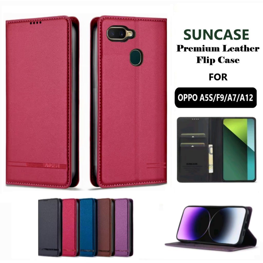 CASE HP for OPPO F9.A5S.A7 . A12 FLIP WALLET FLIP CASE Casing KULIT PELINDUNG HANDPHONE