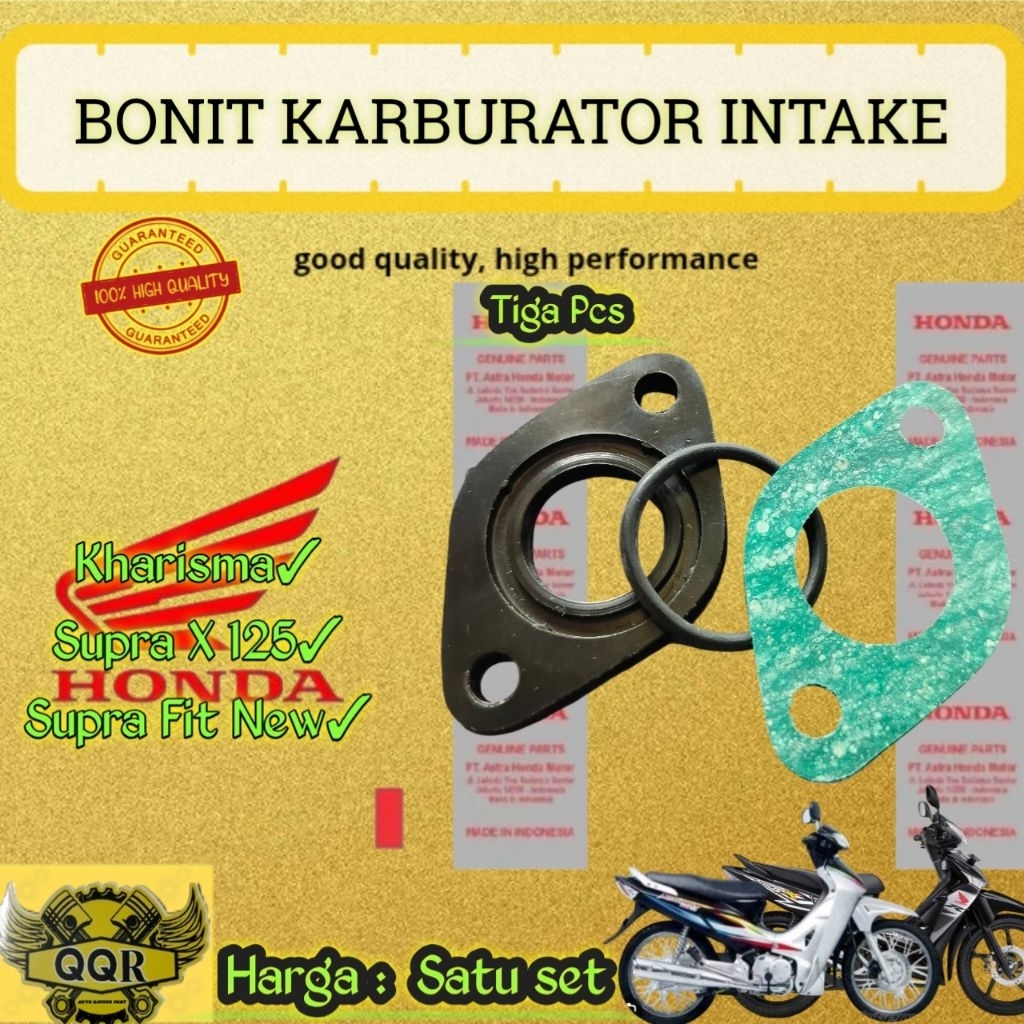 Detail Bonit Ebonit set 3 pcs Seal Paking Gasket Karburator Intake HONDA Kharisma, Supra X 125, Supr