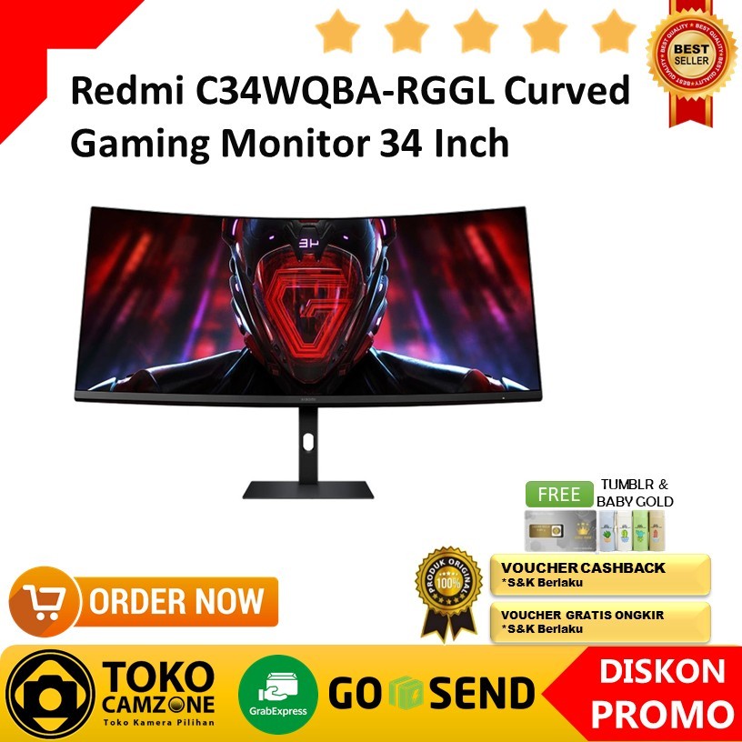 Redmi C34WQBA-RGGL Curved Gaming Monitor 34 Inch Ultrawide 180Hz FreeSync WQHD