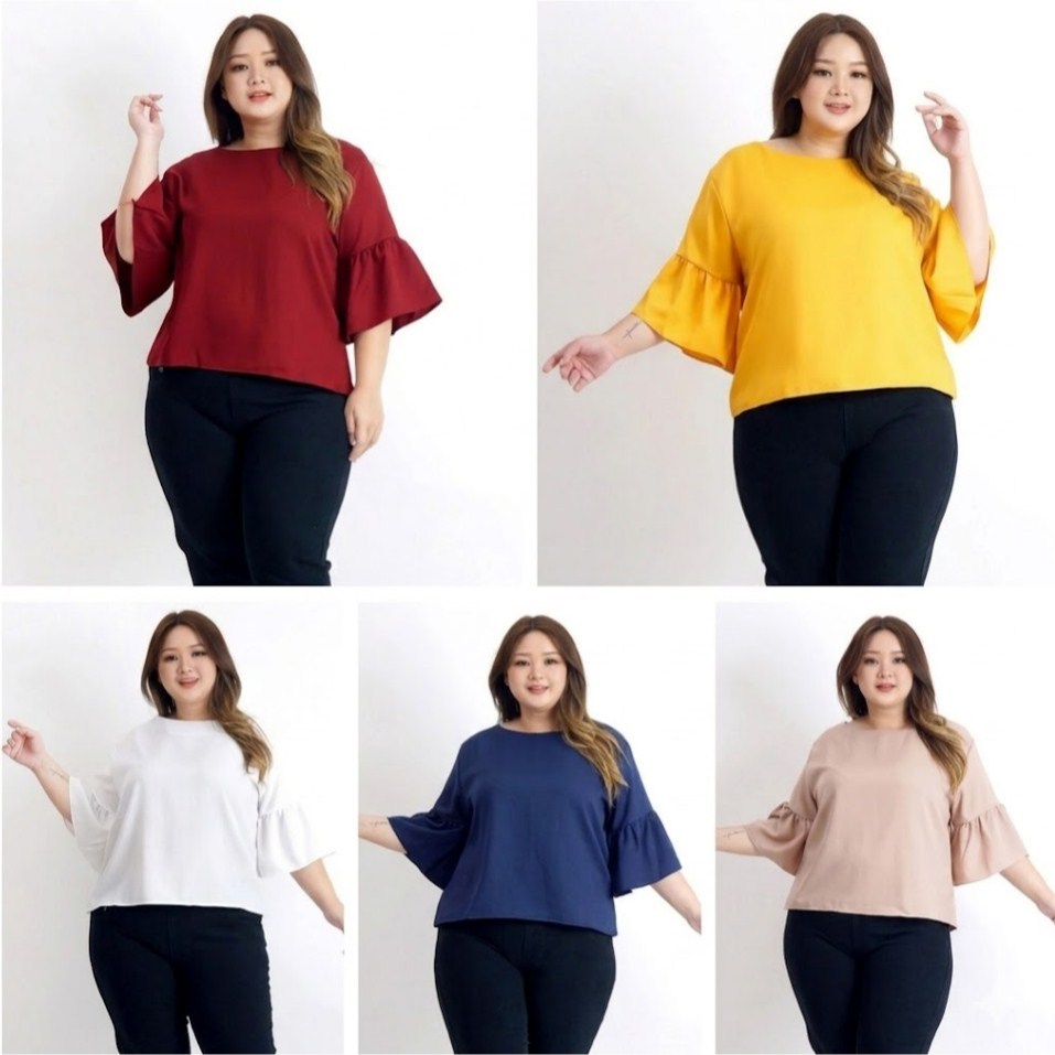 BLOUSE ATASAN WANITA JUMBO BIG SIZE 018 OVERSIZE KOREA XXL XXXL LD 120 CM BAJU HAMIL KERJA KANTOR KA
