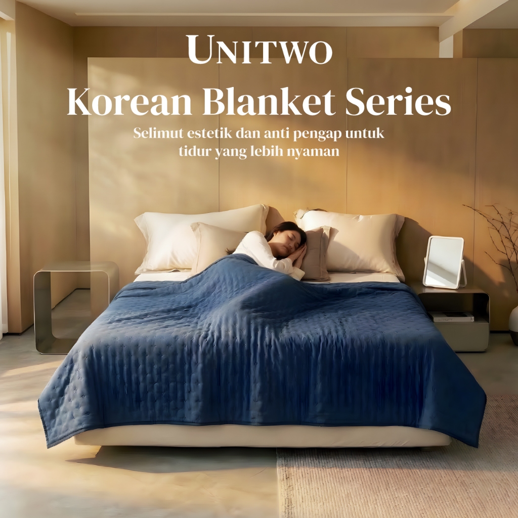 UNITWO - [BED COVER ONLY ] Bed Cover Selimut Tidur Lembut Motif Polos - Soft Blanket Selimut Polos K