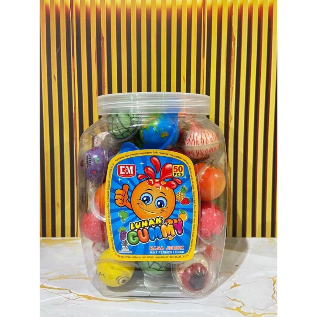 bola mata 50 pcs viral bublegum trulli gummy permen viral permen karet permen korea viral bola baske