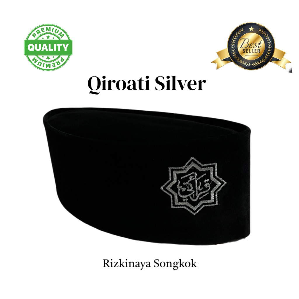 PECI KOPIAH SONGKOK Bahan Bludru Logo Bordir Qiroati Silver Pria Dewasa/Anak