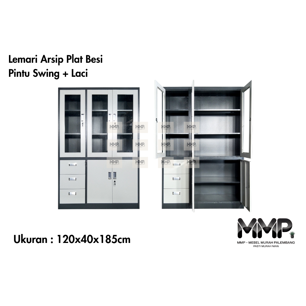 Lemari Arsip Plat Besi Pintu Swing + Laci | Lemari Arsip Plat Besi Murah Palembang