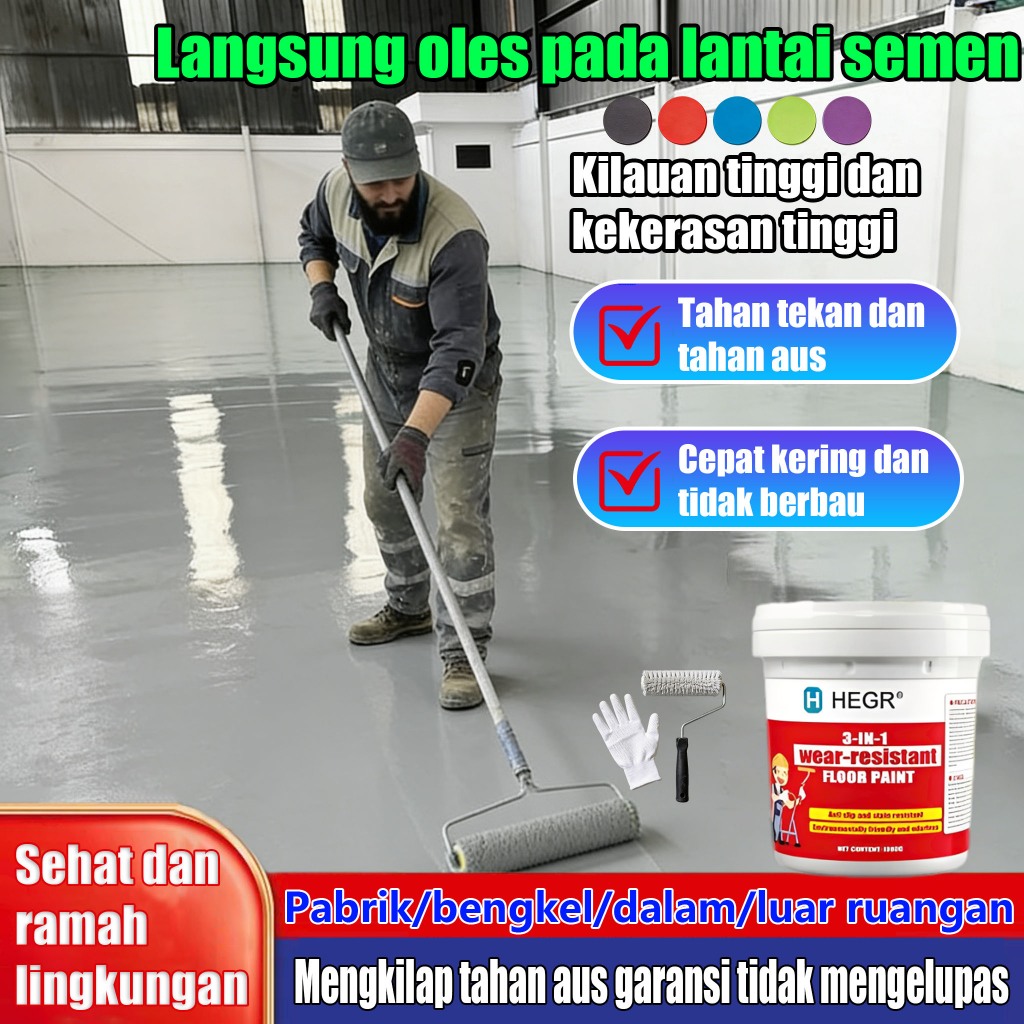 Cat lantai epoxy bengkel pabrik Cat lantai semen self-leveling anti-slip yang tahan aus Cat cepat ke