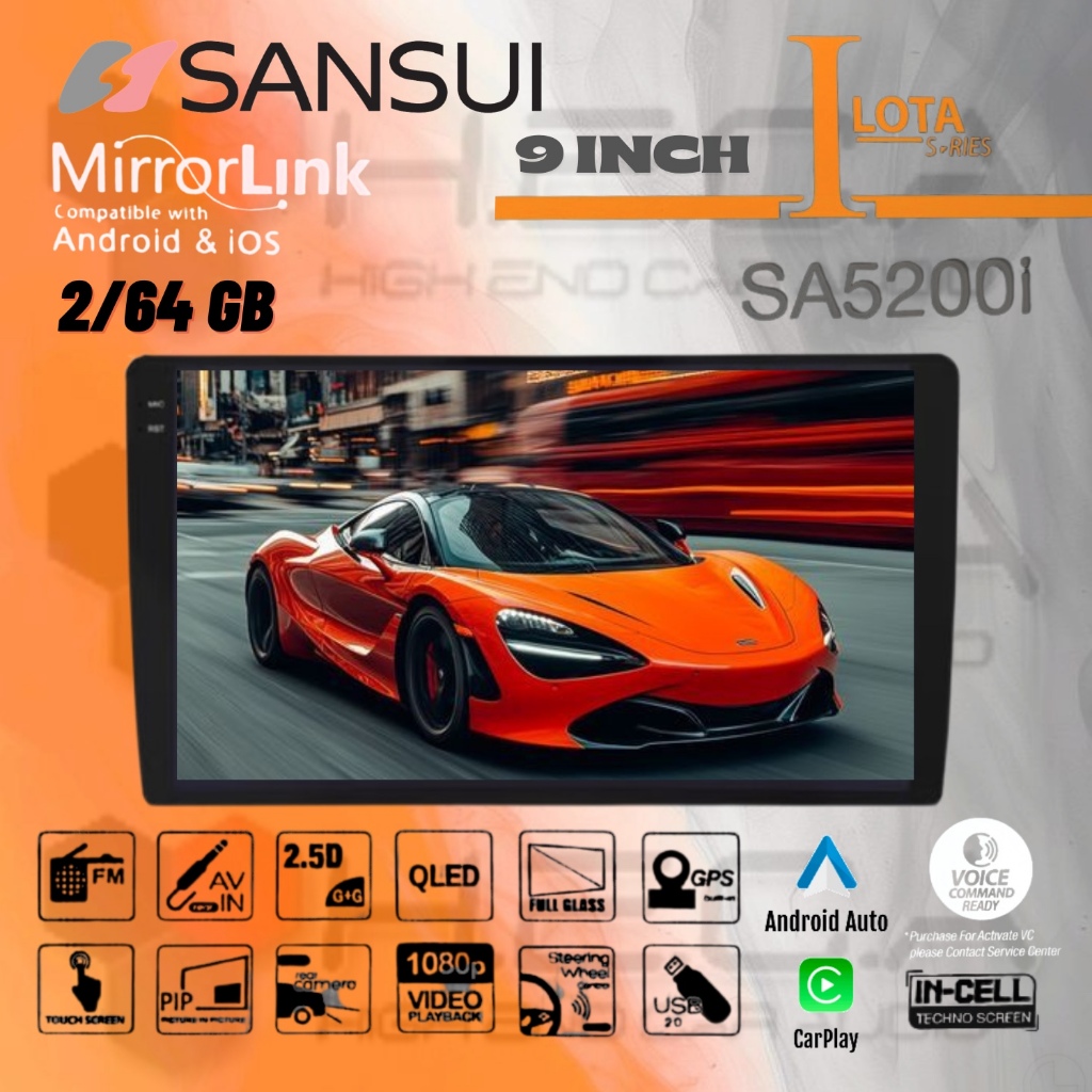 SANSUI LOTA Series 2/64 GB Android 9" Inch SA-5200I Head Unit Tape Mobil