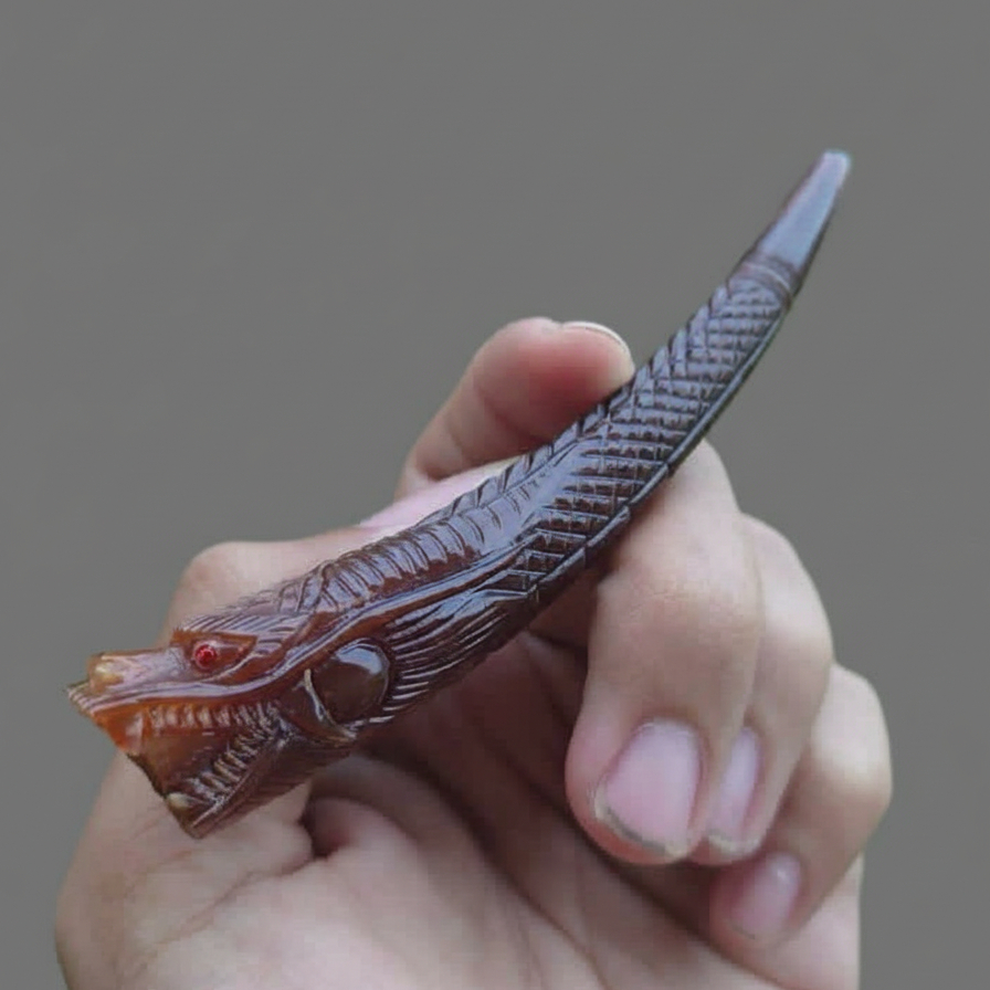 COD ONCE PIPA ROKO TANDUK KERBAU ASLI UKIR MOTIF NAGA DAN MACAN LUBANG MULTI