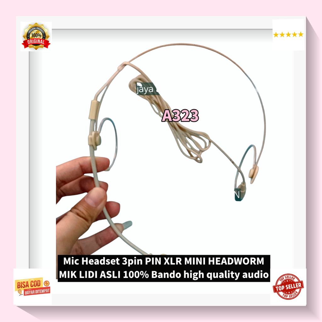A323 MICROPHONE PENGERAS SUARA HEADSET BANDO KEPALA 3PIN Mic Headset 3pin PIN XLR MINI HEADWORM MIK 