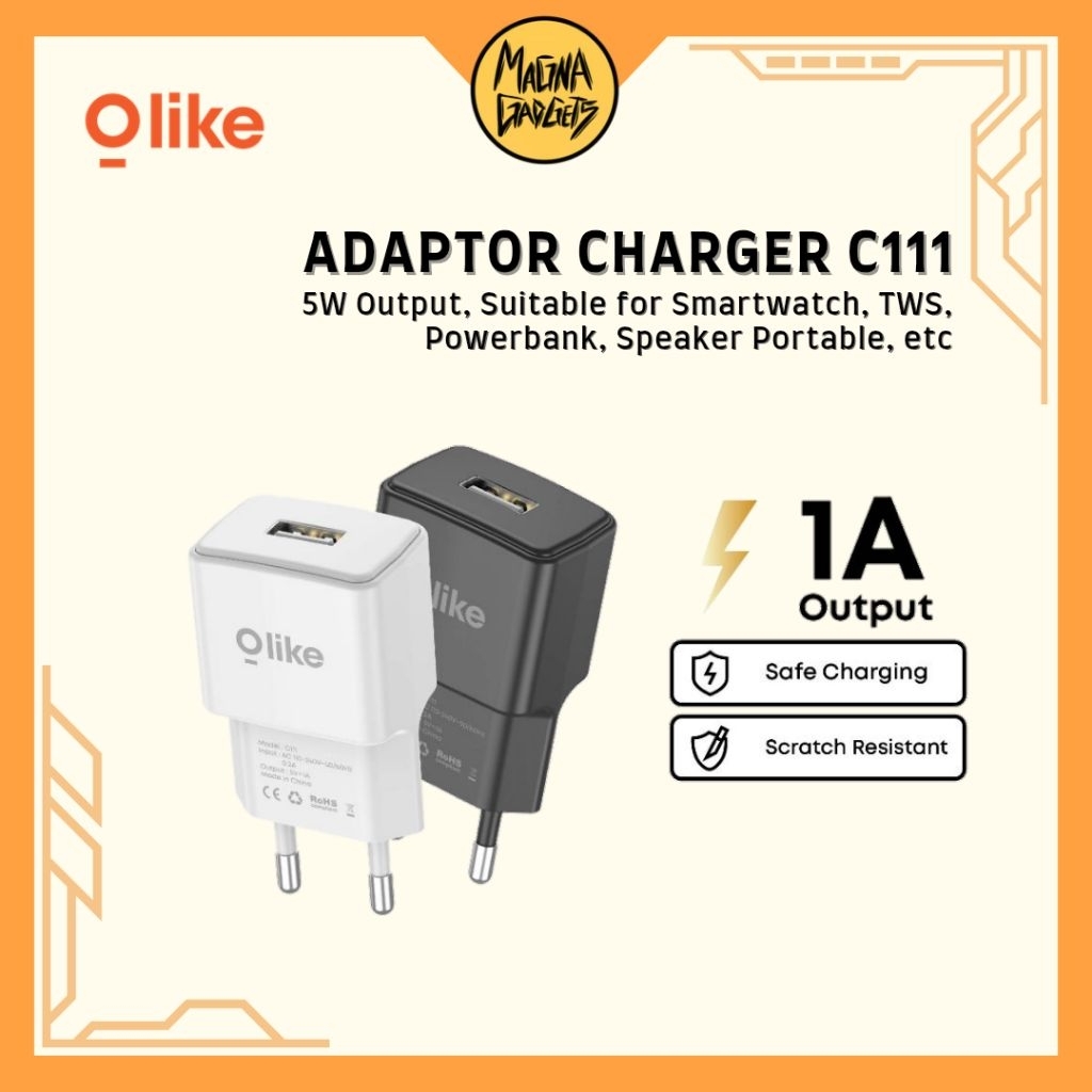 Olike C111 Adaptor Charger 5W 1A Suitable for Smartwatch | TWS | Powerbank | Speaker Portable dan la