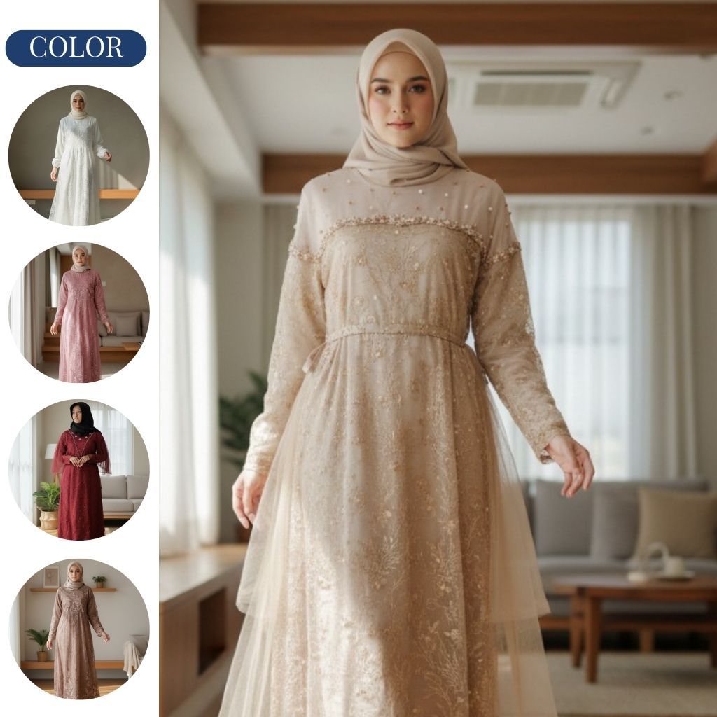 Gamis Satin Kombinasi Brokat