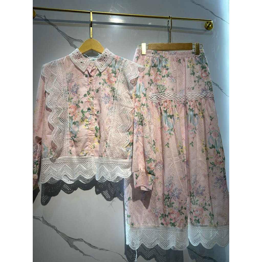 setelan rok bangkok motif bunga