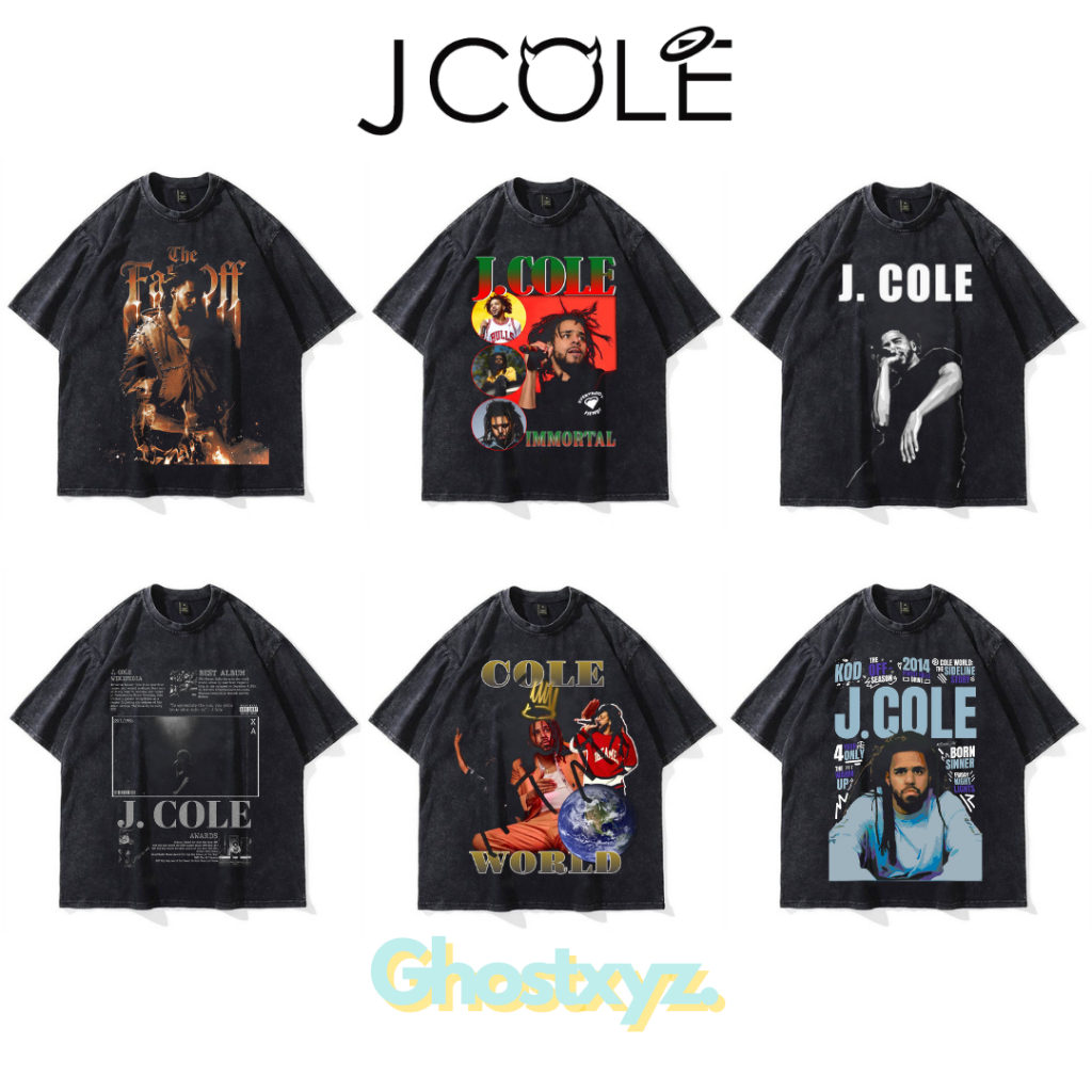 Ghostxyz T-Shirt J Cole Wash Oversize Vintage Tee Baju Kaos