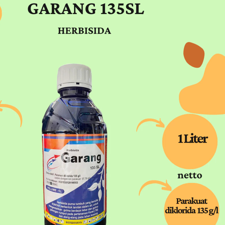 GARANG 1 LITER OBAT RUMPUT LANGSUNG MATI/HERBISIDA GARANG/OBAT PEMBASMI RUMPUT LANGSUNG MATI