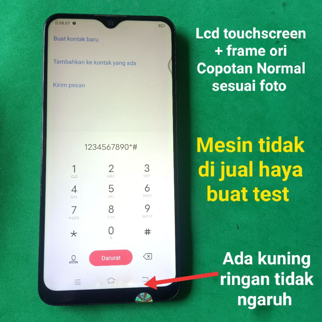 Lcd Touchscreen plus Frame Vivo Y11 / Y12i / y12 / y15 minus retak kecil / lcd kuning tapi normal se