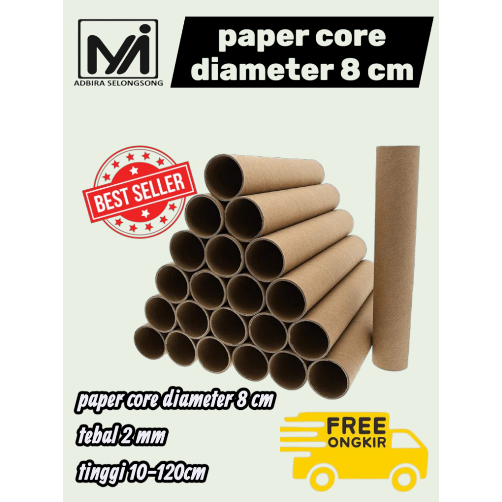 8.0 cm x 50cm / paper core/kertas bulat/Tabung Kardus Selongsong/paper tube