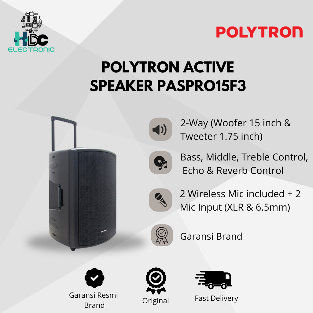 POLYTRON PASPRO15F3 15 INCH SPEAKER AKTIF GARANSI NEW
