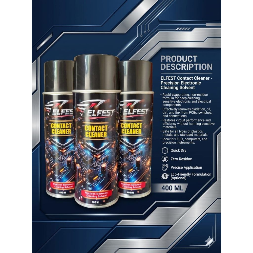 Contact Cleaner 400ml ELFEST - Pembersih Peralatan Elektronik Aman Plastik & Kertas Tidak Meninggalk