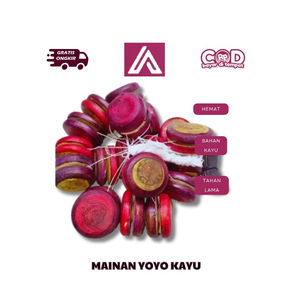 YOYO KAYU ISI 20 PCS MAINAN TRADISIONAL JADUL ANAK MURAH HARGA GROSIR