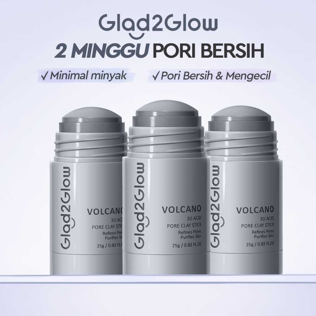 Glad2Glow Volcano 3D Acid Pore Clay Stick Masker Wajah Clay Masker Stik Deep Cleansing Pori Pori Mas