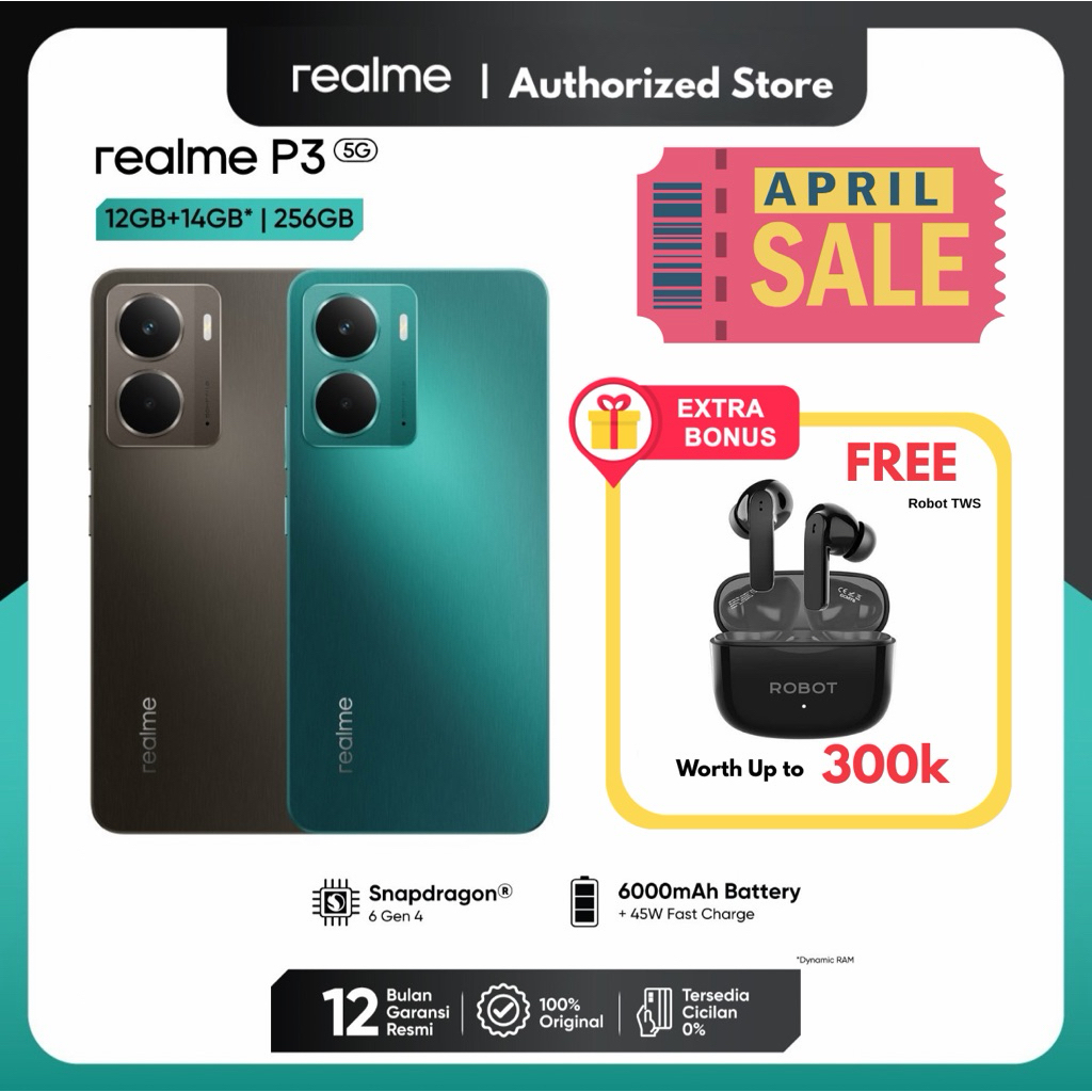 realme P3 5G 12GB+14GB*|256GB (Snapdragon® 6 Gen 4 | 45W Fast Charge | NFC)