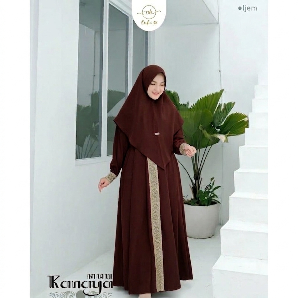 Gamis Syari Kanaya Set Khimar Wanita Dewasa Jumbo Busui Terbaru
