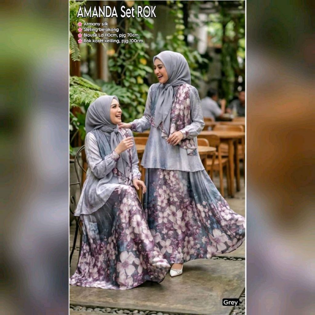AMANDA SET ROK | Setelan Wanita | | One Set | | Setelan Silk | | One Set Motif |