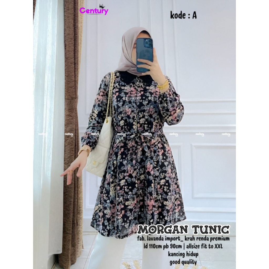 (( READY BANYAK )) MORGAN NONA JOVITA FATIN TUNIK RAYON CERUTI MOTIF BUNGA ORI BY CENTURY MARSELLA /