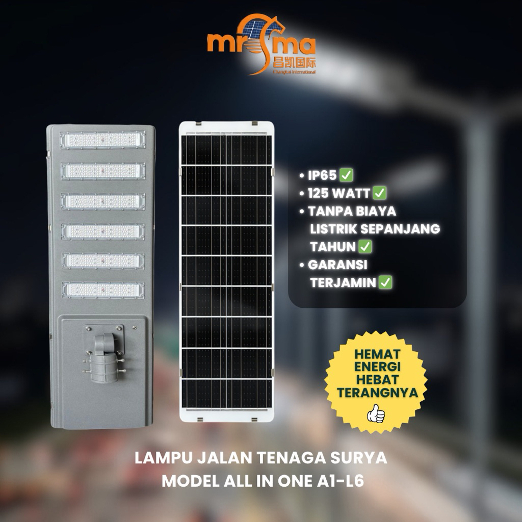 Lampu Jalan Tenaga Surya ALL IN ONE A1-L6 Daya Aktual Lampu 35W Daya Panel 90W Lampu PJU ALL IN ONE 
